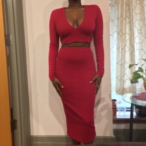 Pink Top and Skirt Set